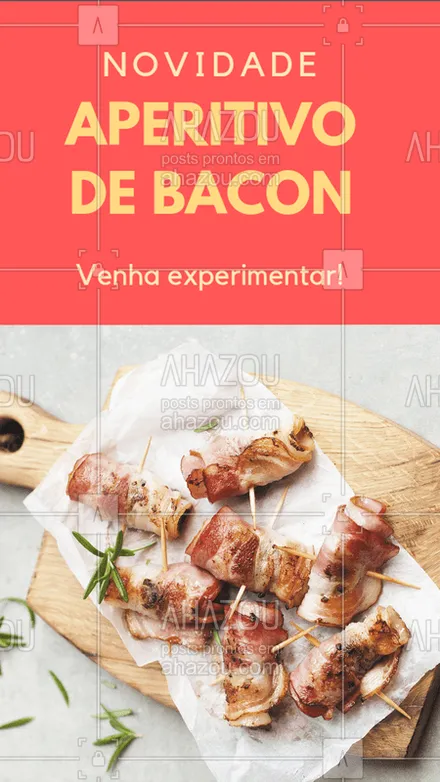 posts, legendas e frases de bares para whatsapp, instagram e facebook: Quem é que não ama bacon? Venham provar essa novidade! #bacon #bar #ahazougastronomia #novidade

