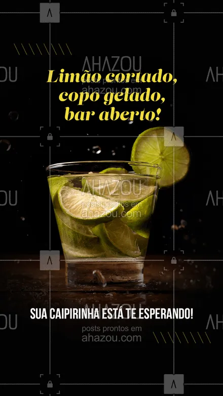 posts, legendas e frases de bares para whatsapp, instagram e facebook: Se a caipirinha disse que todo dia é dia de beber, a gente acredita! Estamos te esperando ? #ahazoutaste  #bar #pub #mixology #cocktails #lounge #drinks #borabeber #caipirinha #bebida #limão