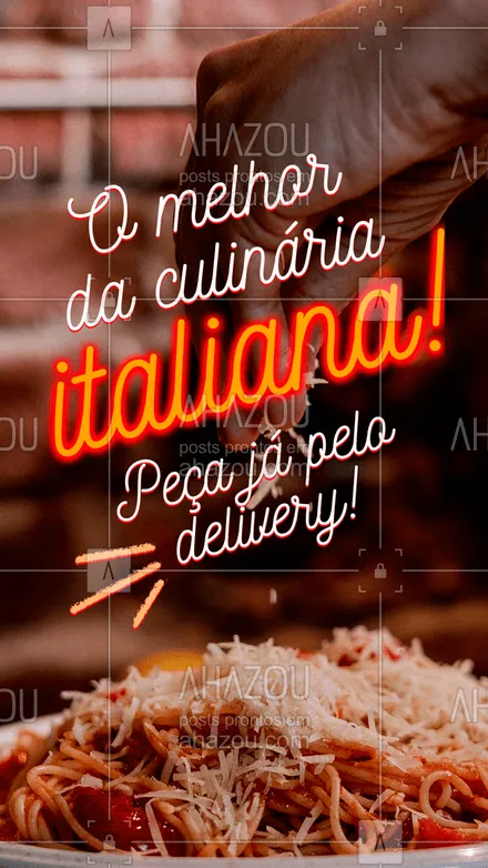 posts, legendas e frases de cozinha italiana para whatsapp, instagram e facebook: Sabor e qualidade você encontra aqui! Faça seu pedido pelo ifood! #ahazoutaste  #pasta #italianfood #italy #restauranteitaliano #massas #cozinhaitaliana #comidaitaliana #delivery #ifood #pedido
