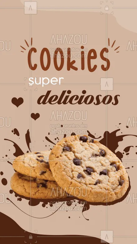 posts, legendas e frases de padaria, confeitaria, cafés, comidas variadas para whatsapp, instagram e facebook: Você já experimentou nossos cookies? Peça os seus. #cookie #doce #ahazoutaste #confeitaria #doces 