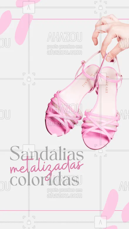 posts, legendas e frases de moda feminina para whatsapp, instagram e facebook: As sandálias com metalizado colorido, estão com tudo! Além de serem a cara do verão, dá para combinar com qualquer look! Você pode usar esse tipo de sandálias em looks da mesma cor, ou até mesmo quebrando looks neutros, como all black ou total white. Sofisticado e super versátil! #AhazouFashion #lookdodia  #fashionista  #fashion  #moda  #OOTD  #modafeminina #sandáliametalizada #colorida #combinação #dicas