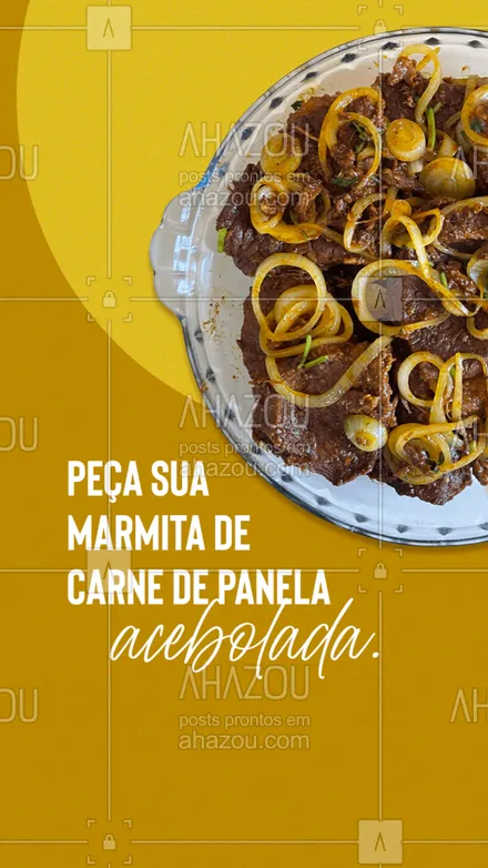 posts, legendas e frases de marmitas para whatsapp, instagram e facebook: Um clássico que não pode faltar no seu almoço. Peça já a sua e deixe o seu almoço ainda melhor.😋#ahazoutaste #marmitas  #marmitex  #comidacaseira 