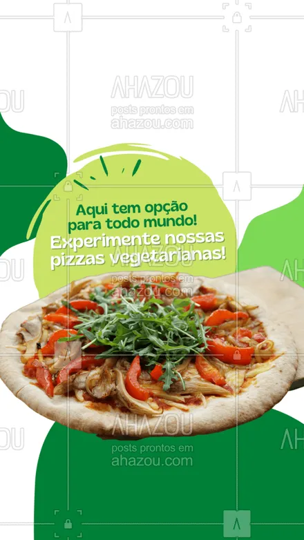 posts, legendas e frases de pizzaria para whatsapp, instagram e facebook: Para os vegetarianos de plantão temos opções deliciosas! Confira o cardápio e peça já a sua! #pizzaria #pizza#ahazoutaste #pizzalife #pizzalovers #sabores #opçoes