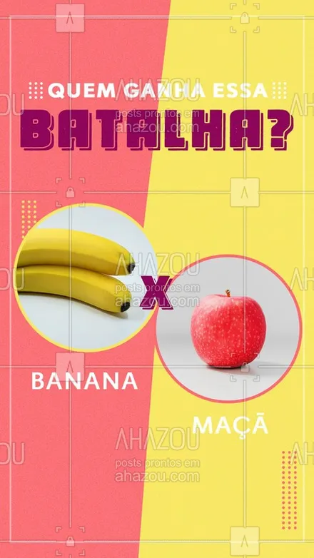 posts, legendas e frases de hortifruti para whatsapp, instagram e facebook: E aí galera? Qual vocês preferem? ?? #frutas #enquete #AhazouTaste #gastronomia #banana #maçã