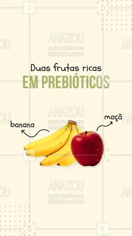 posts, legendas e frases de hortifruti para whatsapp, instagram e facebook: Os prebióticos são ótimos aliados para o intestino, aqui vai uma dica de duas frutas para você consumir, gostou? manda para um amigo 😊 #ahazoutaste #banana #maçã #prebioticos #dicas #alimentação  #alimentacaosaudavel 
