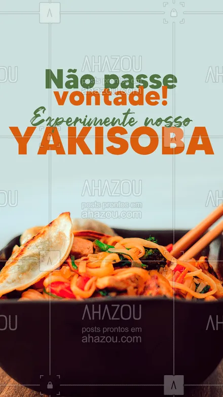 posts, legendas e frases de cozinha japonesa, comidas variadas para whatsapp, instagram e facebook: Que tal hoje um Yakisoba delicioso, feito na hora?! ? Não passe vontade. Experimente!!! ?? #yakisoba #gastronomia #AhazouTaste #taste #comidajaponesa #food