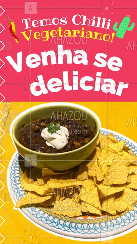 posts, legendas e frases de cozinha mexicana para whatsapp, instagram e facebook: Delicie-se com o nosso chilli vegetariano. Estamos esperando por você!🌶️🍃
#ahazoutaste #comidamexicana  #cozinhamexicana  #vivamexico #chilli #vegetariano 