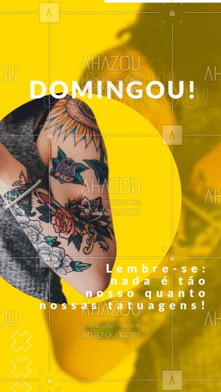 posts, legendas e frases de estúdios, tatuadores & body piercer para whatsapp, instagram e facebook: Tatuagem é arte e elas refletem a sua personalidade, quem você é! 
Bom domingo! ?

 #tattoo #tatuagem #EstúdioDeTatuagem #tattooartist #AhazouInk 