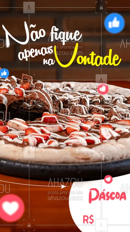 posts, legendas e frases de pizzaria para whatsapp, instagram e facebook: A Páscoa tá chegando e nós também amamos chocolate, por isso preparamos essa pizza de chocolate por apenas R$ XX

#páscoa #chocolate #chocolovers #pizza #ahazoutaste
