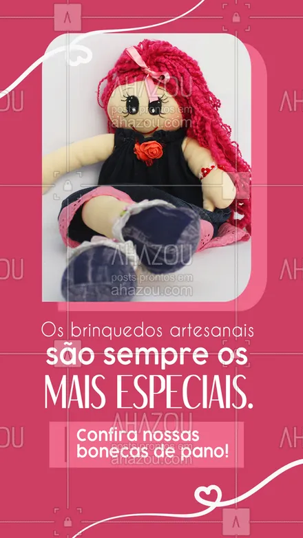 posts, legendas e frases de costura & reparos para whatsapp, instagram e facebook: Dê um presente especial: encomende uma boneca de pano! 😉
#bonecaas #bonecasdepano #AhazouFashion #costuraereparos  #costureira  #encomendas  #tricot 