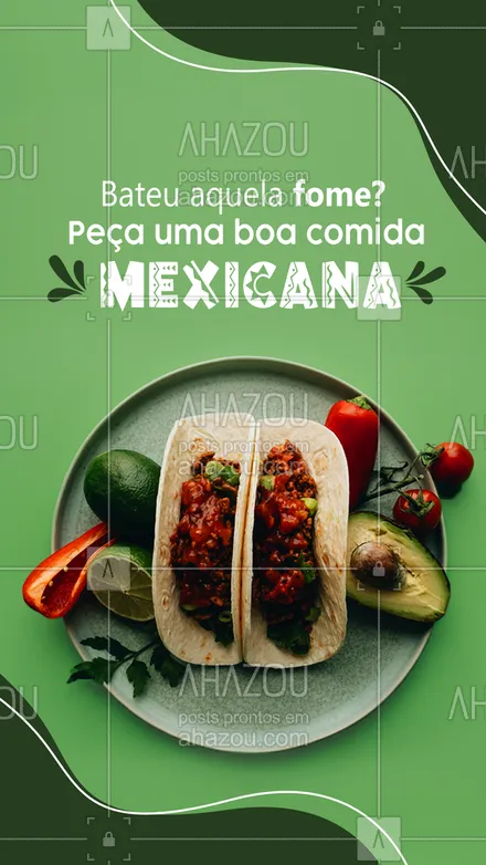 posts, legendas e frases de cozinha mexicana para whatsapp, instagram e facebook: Peça sua comida mexicana em nosso delivery e saboreie no conforto da sua casa. 🌮 #ahazoutaste #comidamexicana  #cozinhamexicana  #nachos  #vivamexico #cardapiomexicano