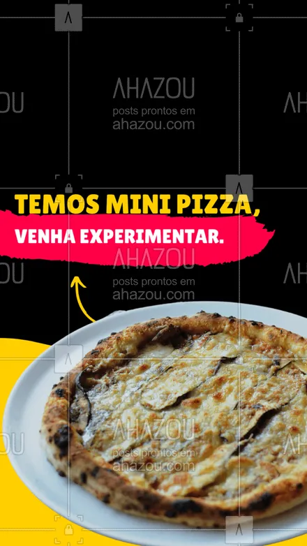posts, legendas e frases de pizzaria para whatsapp, instagram e facebook: Venha experimentar nossas mini pizzas e se apaixone pelo sabor. 🍕 #ahazoutaste #pizza #pizzalife #pizzalovers #pizzaria 