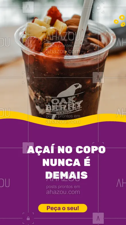 posts, legendas e frases de gelados & açaiteria para whatsapp, instagram e facebook: Ainda mais quando você consegue rechear bastante o copo. Peça já seu açaí! 🥛😋 #ahazoutaste #açaí #açaíteria #cupuaçú #delivery