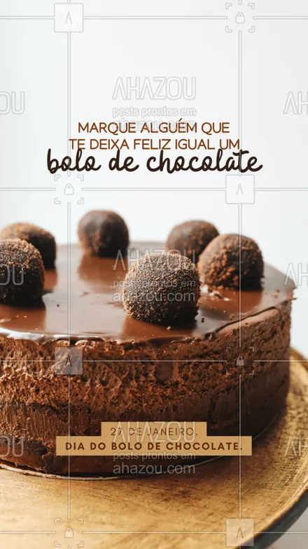 posts, legendas e frases de assuntos variados de gastronomia para whatsapp, instagram e facebook: Quem é a pessoa especial que merece ser comparada a um bolo de chocolate? #ahazoutaste #marqueumamigo #bolodechocolate #chocolate #bolos
