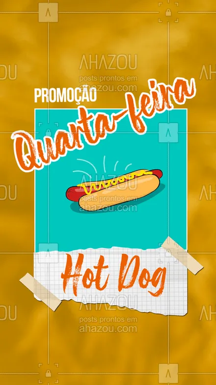 posts, legendas e frases de hot dog  para whatsapp, instagram e facebook: Hoje é Quarta-feira e tem promoção especial pra vocês! Hot dog por apenas XXX Alegre a semana com essa delícia! ? #hotdog #promoção #cachorroquente #ahazoutaste 