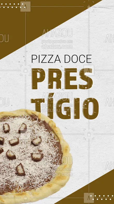 posts, legendas e frases de pizzaria para whatsapp, instagram e facebook: Que tal deixar sua noite ainda mais gostosa com uma pizza de prestígio? Peça já a sua!! ?? #pizza #pizzadoce #ahazoutaste #pizzadeprestígio #pizzalovers #doce