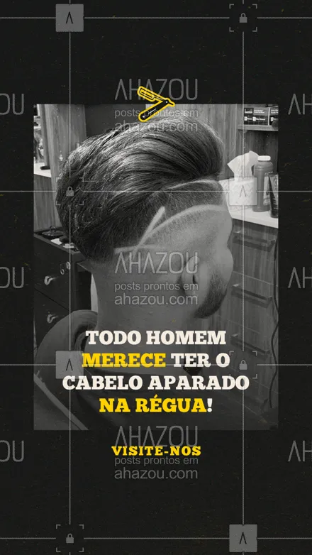 posts, legendas e frases de barbearia para whatsapp, instagram e facebook: Venha nos visitar pra um tapa no visu! Atendemos de segunda à sabado! 😎
#AhazouBeauty #barbeirosbrasil  #barberLife  #barbeiro  #barberShop  #barbearia  #barba 