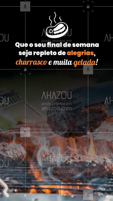 posts, legendas e frases de açougue & churrasco para whatsapp, instagram e facebook: Final de semana com churrasco e aquela gelada tem tudo para ser perfeito! #ahazoutaste #churrasco #barbecue #fds #fimdesemana #churras #carne #meat