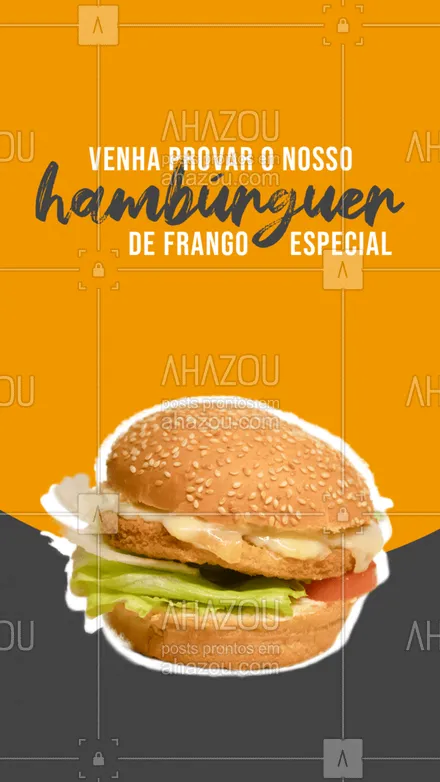posts, legendas e frases de hamburguer para whatsapp, instagram e facebook: Que hambúrguer de frango é uma delicia nós já sabemos, mas e você, já provou o nosso? Se a 
 resposta for não, então você está convocado a vir experimentar essa delicia, e se a resposta for sim pode vir repetir a dose ?? #ahazoutaste #hamburgueria #burger #frango #frangoempanado #frangoespecial #molho 