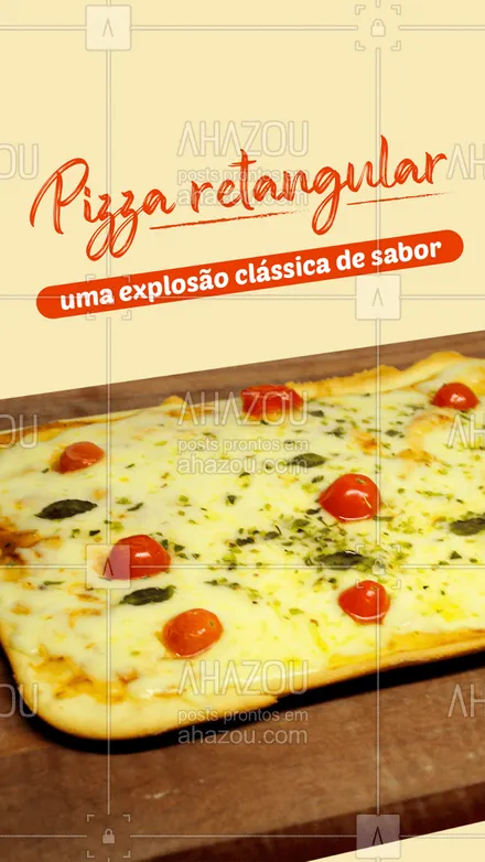 posts, legendas e frases de pizzaria para whatsapp, instagram e facebook:  Um clássico italiano agora direto para a sua casa, faça já o seu pedido! ??
#PizzaRetangular #Pizza #ahazoutaste  #pizzalife #pizzalovers
