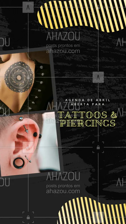 posts, legendas e frases de estúdios, tatuadores & body piercer para whatsapp, instagram e facebook: Abril chegou! Aproveite para colocar seus novos piercings e agendar suas próximas sessões de tattoo. #abril #agenda #tattoo #piercing #AhazouInk  #tattooepiercing #estudiodetattoo #tatuagem