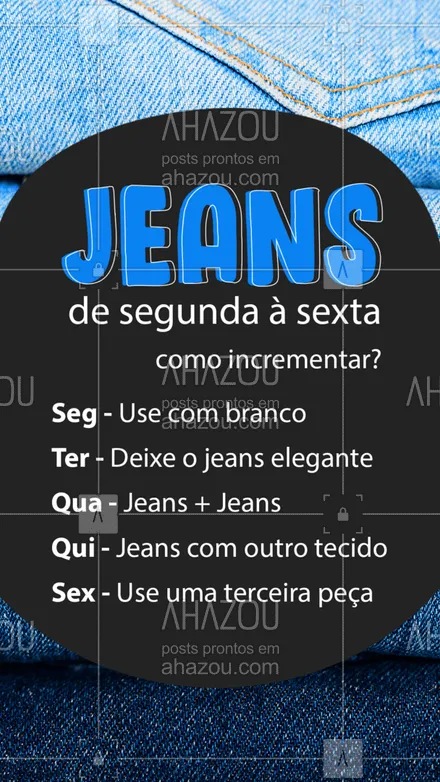 posts, legendas e frases de assuntos variados de Moda para whatsapp, instagram e facebook: Usa jeans todos os dias mas não sabe como dar aquele up no visual? Se liga nesse nosso guia! ? #GuiadeJeans #Jeans #AhazouFashion #DicasdeModa #lookdodia #style #AhazouFashion 