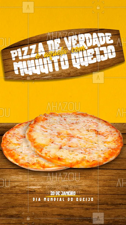 posts, legendas e frases de pizzaria para whatsapp, instagram e facebook: Pizza sem queijo não é pizza! ? Faça seu pedido para comemorar o dia mundial do queijo. ? (XX) (XXXX-XXXX). #ahazoutaste #pizza #pizzalife #pizzaria #pizzalovers #diadoqueijo #ahazoutaste 