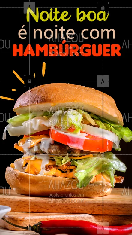 posts, legendas e frases de hamburguer para whatsapp, instagram e facebook: Fica a dica pra essa noite! ? #hamburguer #ahazoutaste