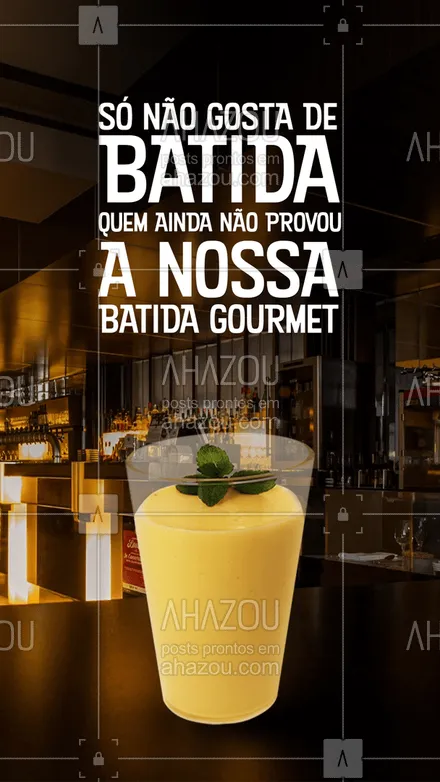 posts, legendas e frases de bares para whatsapp, instagram e facebook: Temos batidas para todos os gostos, venha experimentar! ? 
#Batidas #BatidaGourmet #ahazoutaste  #bar #drinks