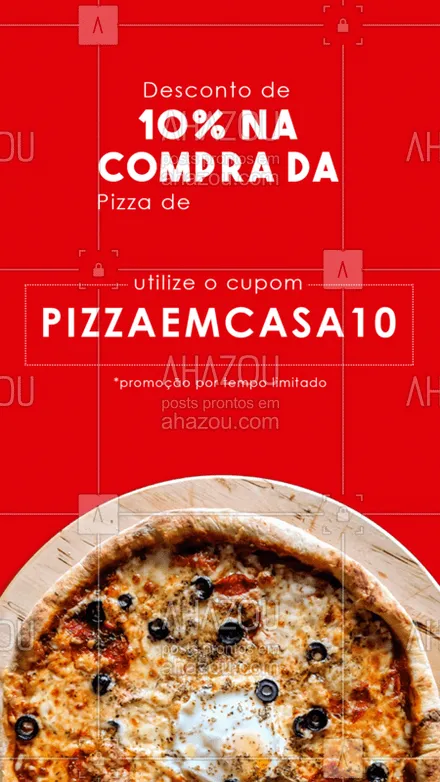 posts, legendas e frases de pizzaria para whatsapp, instagram e facebook: Aproveite essa promoção! ❤?s Faça já o seu pedido pelo aplicativo ou pelo: (contato) 

#AhazouTaste #Pizza #Pizzaria #CupomdeDesconto #Quarentena #Gastronomia #Promoção
