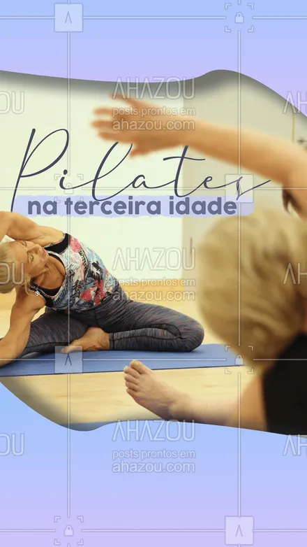 posts, legendas e frases de pilates para whatsapp, instagram e facebook: Pilates não só pode como é indicado pelos especialistas, pois ajuda flexibilidade para reduzir as dores em geral, e o fortalecimento tem como objetivo principal a correção postural e ganho de equilíbrio, prevenindo as quedas. #meditation #yogalife #pilates #fitness #namaste #yoga #pilatesbody #workout #AhazouSaude 