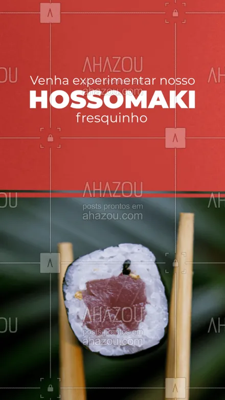 posts, legendas e frases de cozinha japonesa para whatsapp, instagram e facebook: Leve e delicioso, o hossomaki é perfeito para dias quentes. Venha hoje mesmo. #ahazoutaste #comidajaponesa  #japa  #japanesefood  #sushidelivery  #sushilovers  #sushitime 