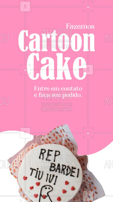 posts, legendas e frases de confeitaria para whatsapp, instagram e facebook: Procurando por um cartoon cake? Então, está no lugar certo, entre em contato conosco e faça seu pedido. #ahazoutaste #bolo #cartoon #cake #confeitaria #convite #doces