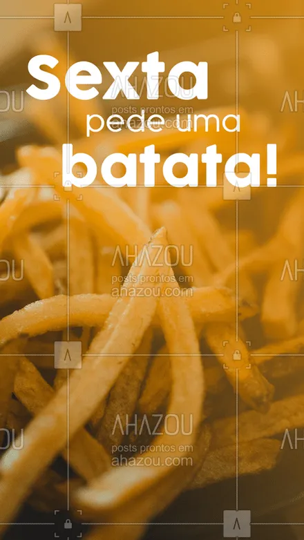 posts, legendas e frases de assuntos variados de gastronomia para whatsapp, instagram e facebook: Sextou! É dia de aproveitar aquela batata frita!
#batata #ahazou #frita #sexta