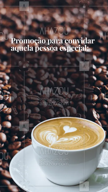 posts, legendas e frases de cafés para whatsapp, instagram e facebook: Um cafézinho sempre é melhor com aquela companhia especial, concordam? Então, fiquem com esse promoção. #ahazoutaste #café #promoção #convite #terçafeira #editável