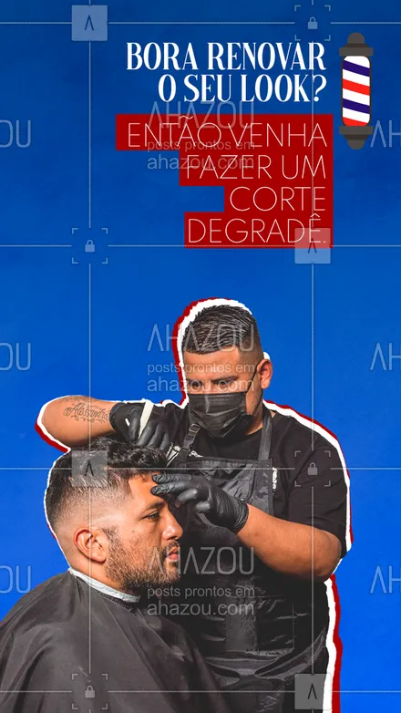 posts, legendas e frases de barbearia para whatsapp, instagram e facebook: Cansou do seu corte de cabelo? Então venha dar aquela repaginada no visual com a gente. Entre em contato 📱 (inserir número) e agende o seu corte degradê. #barbeiromoderno #barbeirosbrasil #barber #AhazouBeauty #barbearia #barbeiro #cabelo #corte #corteperfeito #cortedegrade  
