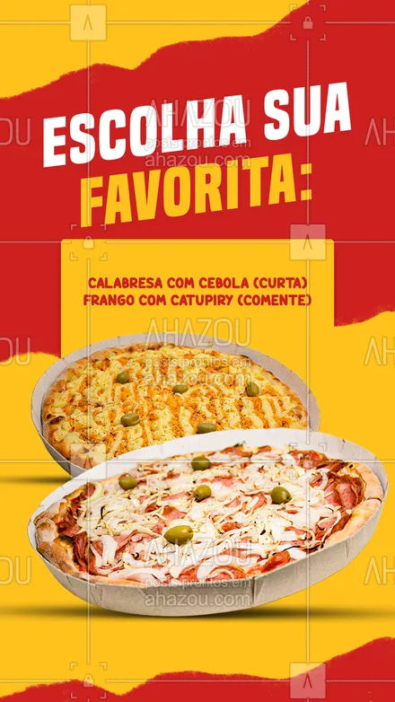 posts, legendas e frases de pizzaria para whatsapp, instagram e facebook: 🍕 Que as duas são as queridinhas a gente já sabe... A questão é: qual você mais gosta? Conta para a gente! 👇 #ahazoutaste #pizzalife  #pizza  #pizzalovers  #pizzaria #enquete #sabores #interação #preferido