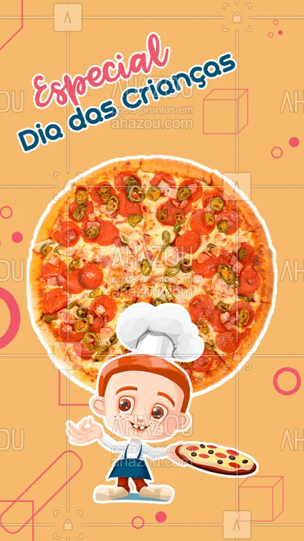 posts, legendas e frases de pizzaria para whatsapp, instagram e facebook: Vamos comemorar esse mês especial com delícias! Aproveite nossa promoção especial e traga a garotada pra se esbaldar ? #pizza #Pizzaria #ahazoutaste #diadascrianças #mesdascrianças