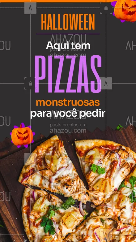 posts, legendas e frases de pizzaria para whatsapp, instagram e facebook: Nada como espantar a fome com uma deliciosa pizza.
Nossas pizzas são bem recheadas e podem ser modificadas com acréscimos.
Somos a sua companhia perfeita para o halloween.
Peça já!
#ahazoutaste #diadasbruxas #halloween  #pizzaria  #pizzalovers  #pizzalife  #pizza 