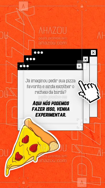 posts, legendas e frases de pizzaria para whatsapp, instagram e facebook: Nossas pizzas acompanham borda recheada e você ainda pode escolher que borda quere, deixando sua pizza favorita ainda mais saborosa. Incrível, não é mesmo? 
#ahazoutaste #pizza  #pizzalife  #pizzalovers  #pizzaria 