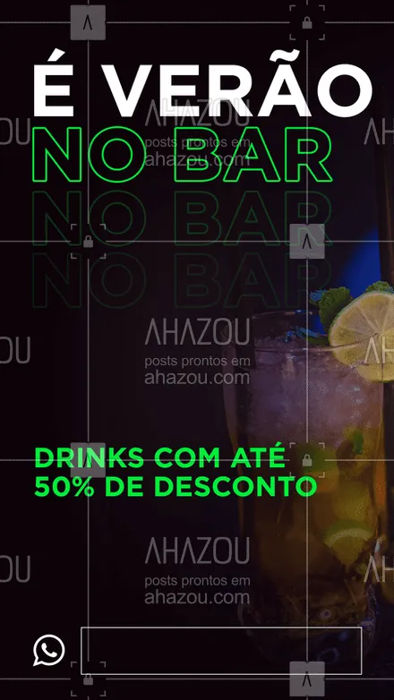 posts, legendas e frases de bares para whatsapp, instagram e facebook: Chegou o verão no bar pra você se refrescar!
Aproveite nossos drinks com até 50% de desconto. ?

#drinks #ahazou #bares #vemprobar