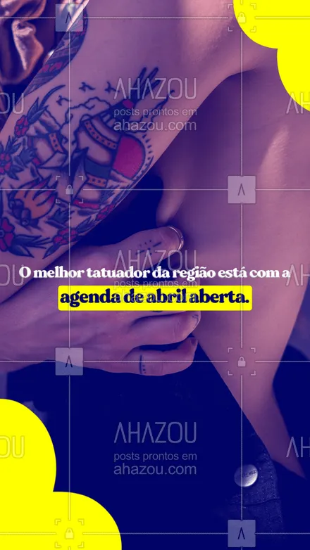 posts, legendas e frases de estúdios, tatuadores & body piercer para whatsapp, instagram e facebook: Quer fazer uma tatuagem nova com o melhor tatuador da região? Então aproveite que estou com a agenda de abril aberta e marque seu horário (inserir número). 

 #cicatrizacao  #tattootradicional  #tattoos #AhazouInk #tatuagem  #tatuagemfeminina  #tattoo  #tattoocolorida  #tattoofloral #agendaehorários 