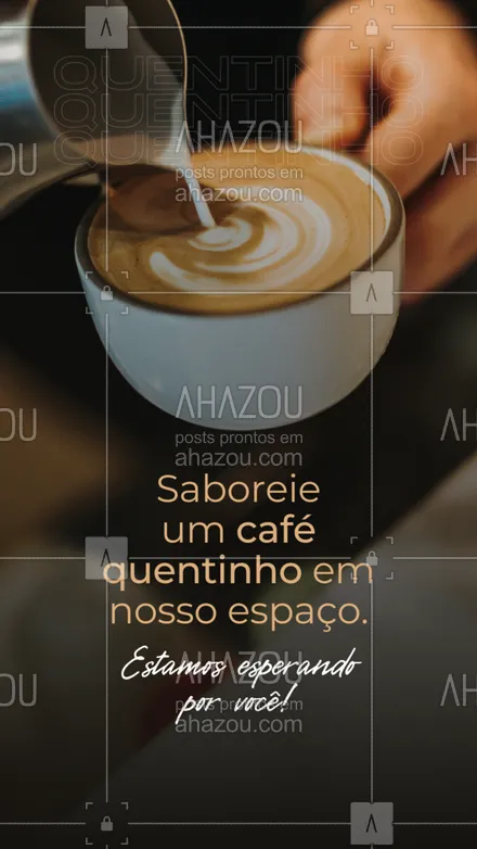 posts, legendas e frases de cafés para whatsapp, instagram e facebook: Seja um café expresso ou um cappuccino, o importante é manter a xícara sempre cheia. Venha para o nosso espaço! ☕ #ahazoutaste #barista #café #cafeteria #coffee #coffeelife 