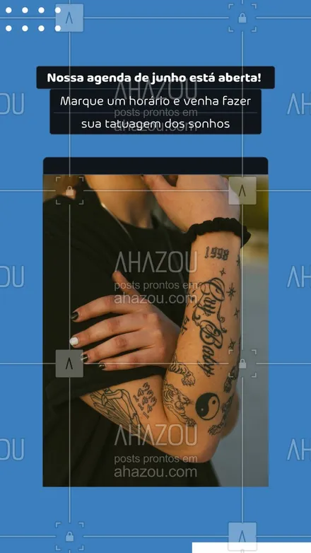 posts, legendas e frases de estúdios, tatuadores & body piercer para whatsapp, instagram e facebook: Entre em contato e agende já o seu horário para junho. Não deixe para depois a tattoo que você pode fazer agora! #AhazouInk #tattooepiercing  #bodypiercing  #dicadetattoo  #cicatrizacao  #tattoofloral  #tattoos  #tattootradicional  #editaveisahz  #estudiodetattoo  #tatuagem  #tatuagemfeminina  #flashday  #motivacional  #tracofino  #piercing  #tattoo  #tattoocolorida 