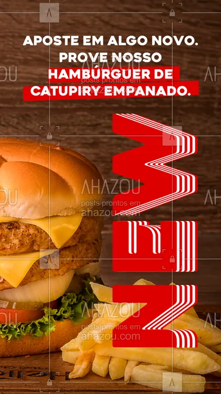 posts, legendas e frases de hamburguer para whatsapp, instagram e facebook: Você já experimentou esse hambúrguer do nosso cardápio? É uma super recomendação para quem ama um hambúrguer e catupiry, essa combinação é sucesso e quem prova sempre quer mais! 🍔  #ahazoutaste #hamburguer #burger #lanches #catupiry #empanado #catupiryempanado 