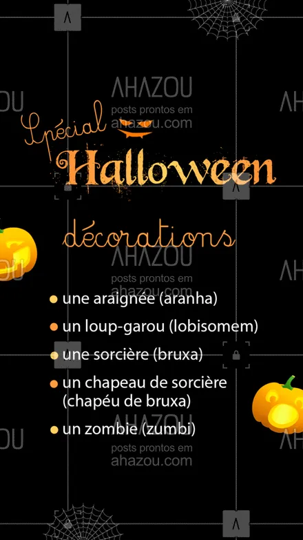 posts, legendas e frases de línguas estrangeiras para whatsapp, instagram e facebook: Agora que você já sabe os nomes, decorar sua festa de halloween será muito mais fácil! ?? #Halloween #Frances #AhazouEdu #AulasdeFrances #DicasdeFrances