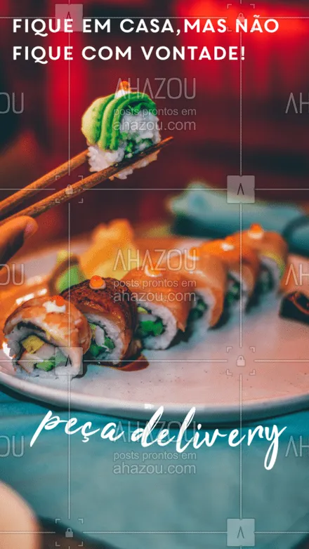 posts, legendas e frases de cozinha japonesa para whatsapp, instagram e facebook: Bateu aquela vontade de comer um japa? Não fique na vontade, peça pela whats e entregamos para você!

#japones #ahazoutaste #delivery #quarentena