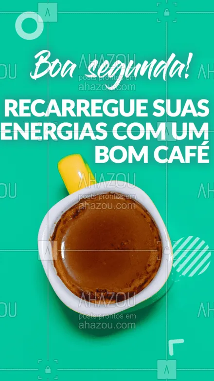 posts, legendas e frases de cafés para whatsapp, instagram e facebook: Está pronto para iniciar a semana? Recarregue as suas energias com um bom café!
#ahrazou #cafe #semana #boasemana #diabom
