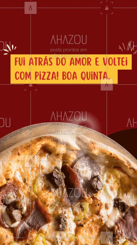 posts, legendas e frases de pizzaria para whatsapp, instagram e facebook: A felicidade tem um formato e é triangular igual uma fatia de pizza. 🤩🍕 #ahazoutaste #pizza  #pizzalife  #pizzalovers  #pizzaria 