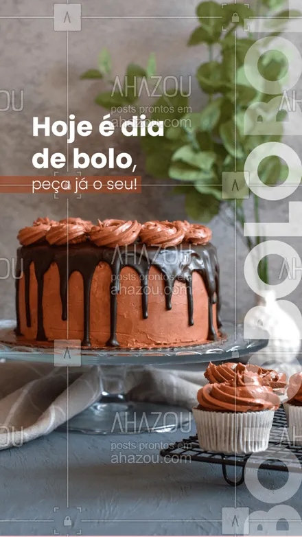 posts, legendas e frases de padaria para whatsapp, instagram e facebook: Hoje é dia de pedir um bolo e se deliciar com muito sabor. 🍰 #ahazoutaste #padaria #confeitaria #padariaartesanal #bakery #bolos #bolosdeliciosos